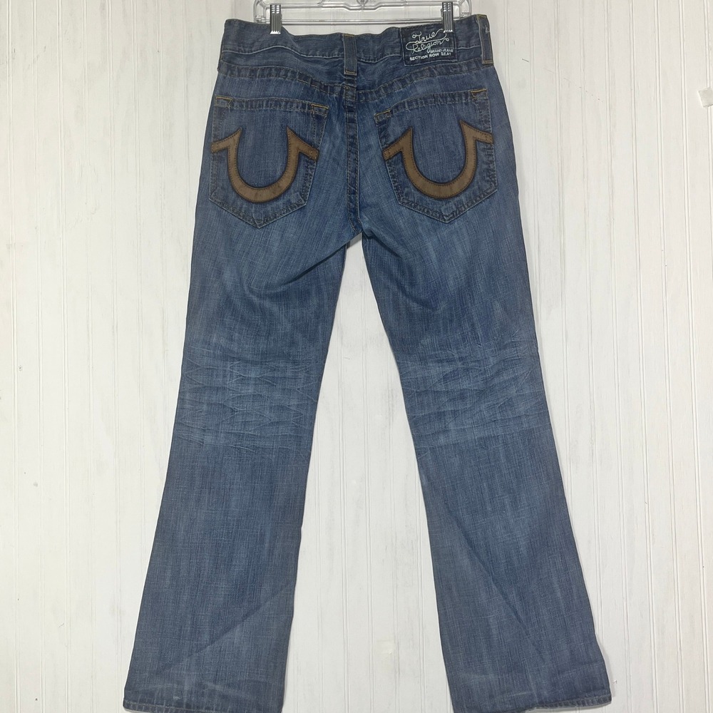 True Religion Bootcut Jeans Brown Stitching Denim USA Made Size 33 - Picture 2 of 5